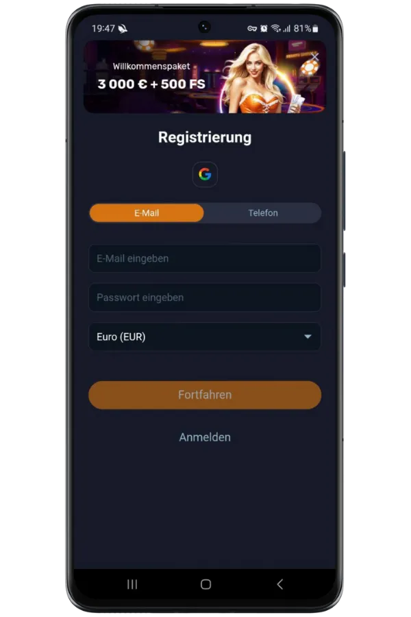 Vox App-Registrierung